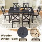 LUXOAK 7-Piece Solid Wood Dining Table Set, 60" Farmhouse Dining Table with 6 Chairs, Rectangular Table Set for 6, Kitchen & Dining Room Furniture, Grey & White