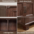 SAVOR LIFE Farmhouse Coffee Bar Table with 2-Door Cabinet, Kitchen Storage Cabinets with Open Shelf, Coffee Station for Dining Room, Kitchen, Hallway, Living Room, Walnut