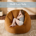 Gericco Swivel Giant Bean Bag Chair for Adults - Comfy Plush Round Shell Soft Accent Chair, Oversized Cozy Floor Sofa for Living Room, Bedroom & Game Rooms, Orange