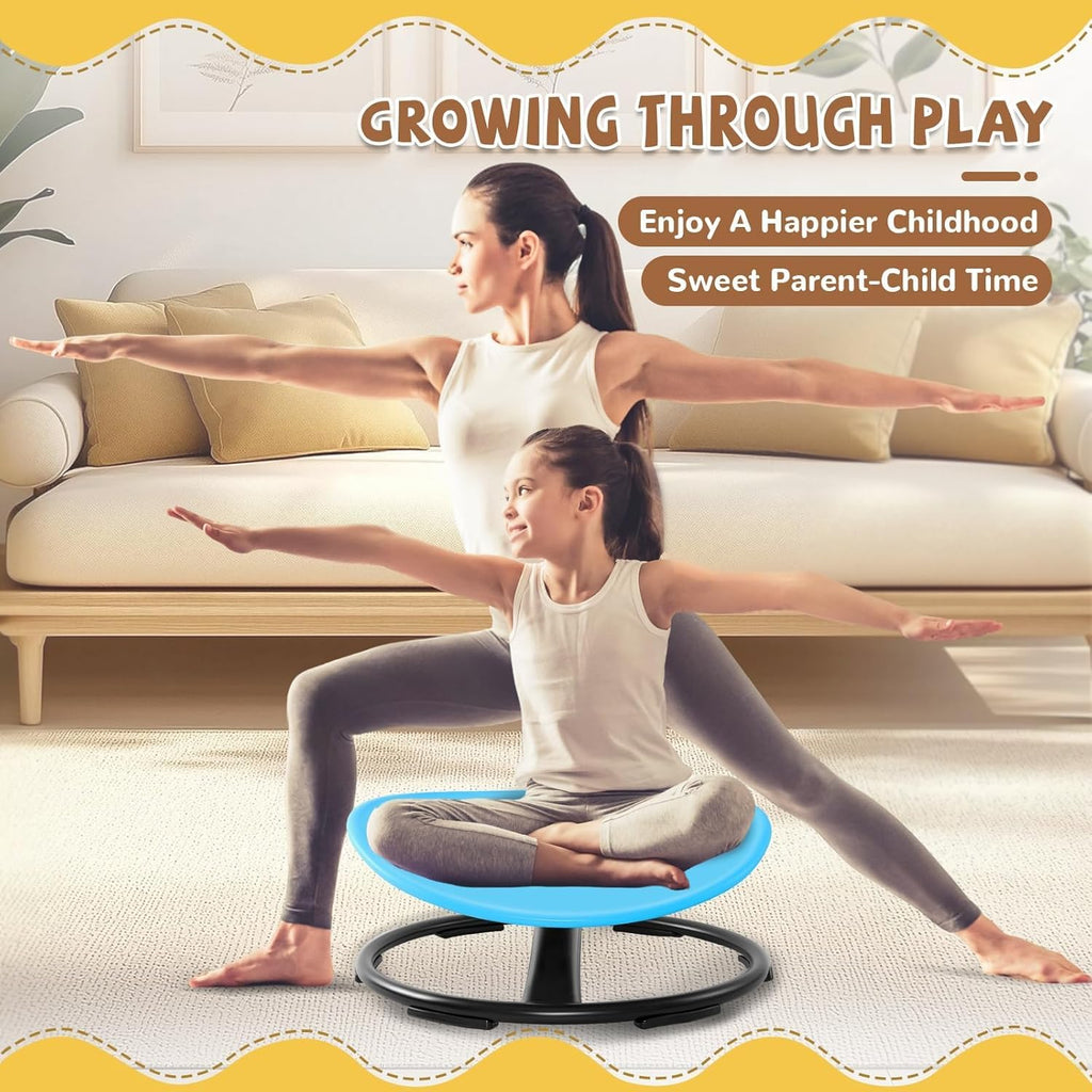Zhenx Spinning Chair for Autistic Kids (Ages 3-18) - 220lbs Capacity Sensory Swivel Seat - Sensory Toy for Teens with ADHD/Autism - Sit & Spin Calming Gift to Improve Focus & Body Balance (Blue)