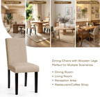 Wooden Dining Chairs Set of 4, Modern Farmhouse Upholstered Dining Room Chairs with Solid Wood Legs, Comfy Kitchen Chairs for Living Room/Restaurant, Oatmeal