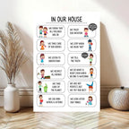 YFET Positive House Rules For Kids Family Art Wall Decor Posters Classroom Therapy Room Gifts Frame 12x18inch