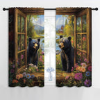 Black Bear Boy Girls Blackout Curtains,Funny Animal Country Farmhouse Floral Spring Rustic Nature Landscape, 2 Panel Rod Pocket Thermal Insulated Drapes for, Living, Kids Teen Room Deco 42x63 inch