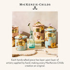 MACKENZIE-CHILDS Enamel Canister, Kitchen Storage Container with Lid, Small, 38-Ounce Capacity, Wild Rose Slate