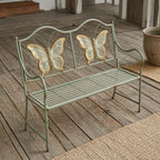 Gralara Butterfly Back Bench Scrollwork Butterfly Bench Rustic European Style for Children