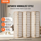 VEVOR Room Divider, 6 Panel Japanese Room Divider, Wood Folding Privacy Screen Indoor, Partition Dividers Portable Decoration Screens, for Room Separation Home Office Restaurant & Bedroom(Natural)