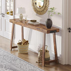 Huuger Entryway Console Table with Charging Station, USB-C Port, 53.9 Inch Sofa Table with Metal Legs, Entry Hallway Table with Thicker Desktop, Modern Behind Couch Table, Rustic Brown