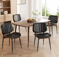 Dining Chairs Set of 4, Mid Century Modern Dining Room Chairs, Upholstered Faux Leather Kitchen Chairs with Walnut Bentwood Back and Metal Legs for Kitchen Dining Room Living Room, PU Black