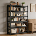 Book Shelf Metal Bookshelf 6-Tier 2400LBS Tall Bookcase Adjustable Storage Shelves Bedroom Organization and Storage Rack Display Shelves for Pantry Living Room Home Office 82"H×39.4"W×17.7"D, Black