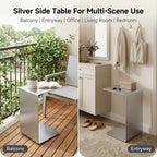 Modern Side Table Silver Coffee Table, Metal C-Shaped End Table with Smooth Surface, Multi-Color Available for Living Room, Bedroom, Balcony and Entryway (Silvery,13.8×13.8×25.6in/35×35×65cm)