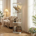 Glass Display Cabinet with Rotating Base, Curio Cabinet with LED Light, 3-Shelf Tempered Glass Display Case for Collectibles, Curio Display Cabinet forLiving Room,Home Decor, White