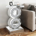 Pregaspor Crushed Diamond Mirrored End Table, Unique Side Table with Crystal Inlay,Coffee Table for Living Room Bedroom