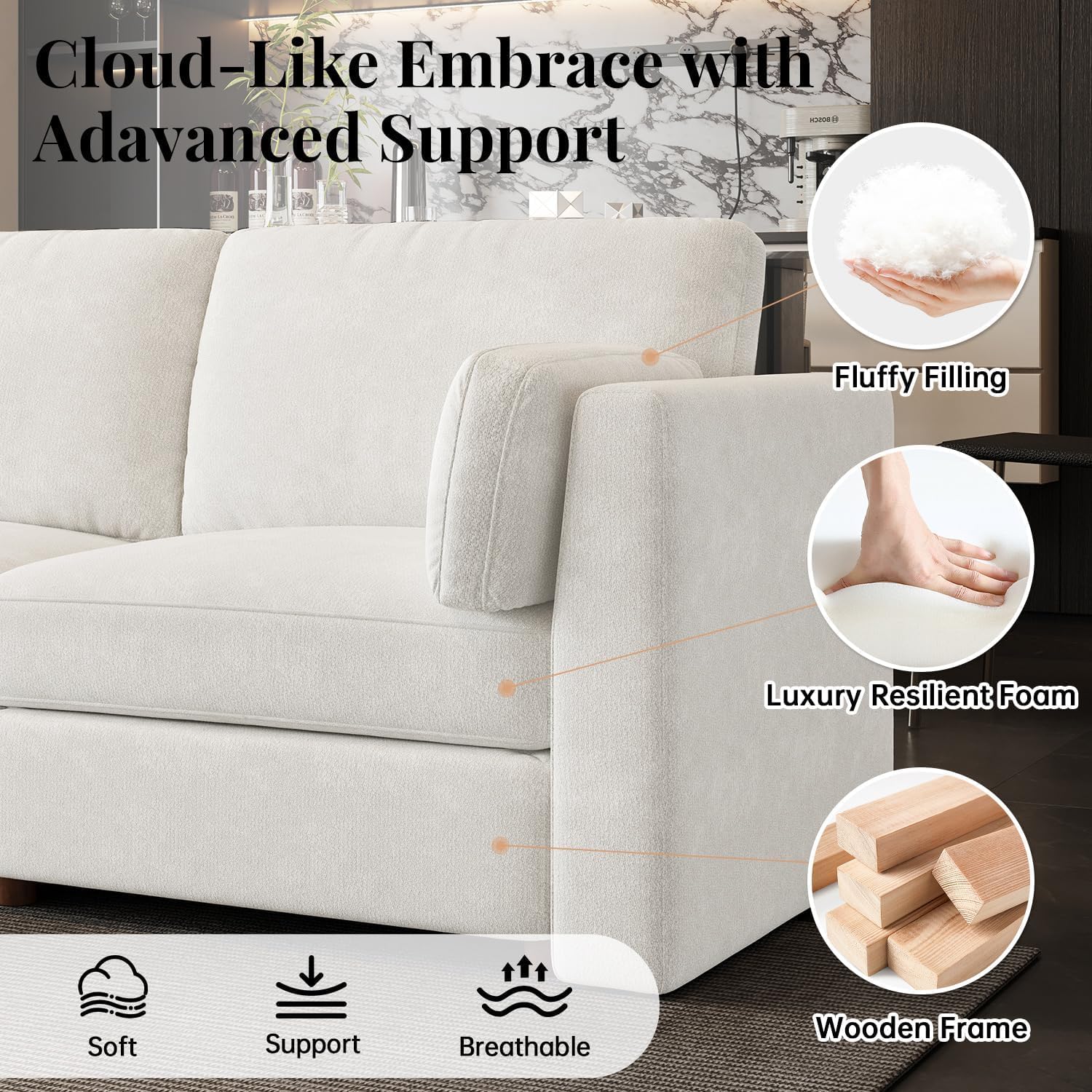 Oversized Modular Sectional Sofa, U Shaped Wide Deep Seat Cloud Couch, Large 9 Seater Modern Chenille Couches for Living Room, No Tool Assembly, Beige