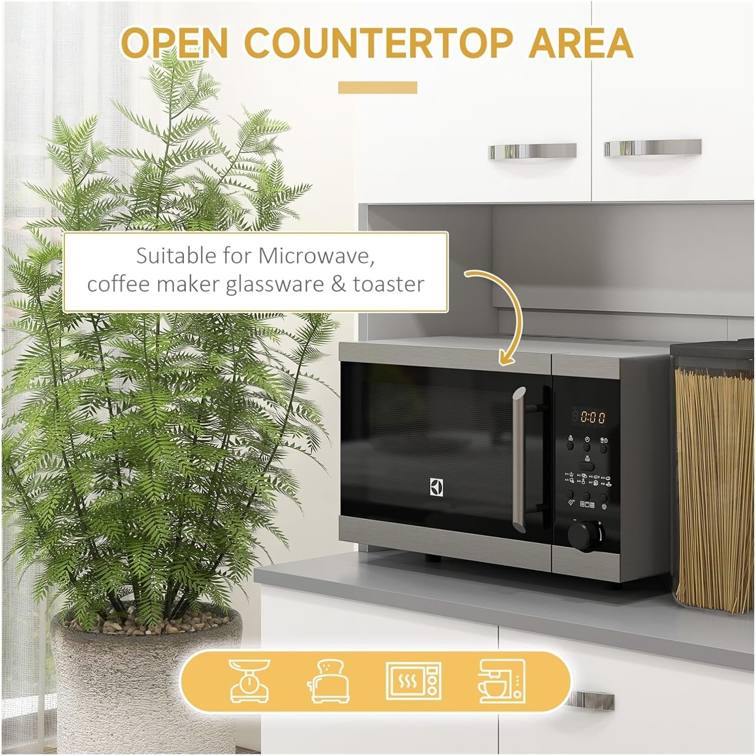 71" Modern Freestanding Kitchen Buffet Hutch with Server and Storage,for Kitchen