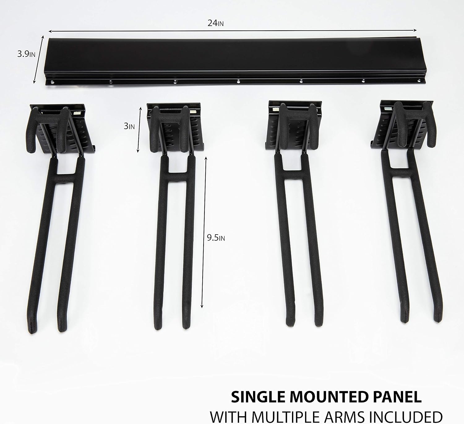 RaxGo Ski Wall Rack, Holds 4 Pairs of Skis & Skiing Poles or Snowboard for Home and Garage Storage, Wall Mounted, Heavy Duty and Adjustable Rubber-Coated Hooks
