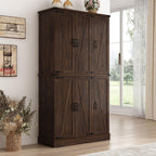 Hlivelood 71" Tall Kitchen Pantry,Farmhouse Storage Cabinet with Barn Doors,Organizer,Rustic Wood Cupboard,Farmhouse Pantry Cabinet for Kitchen,Dining Room,Living Room(Brown)