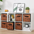 Stero Fabric Storage Cubes, 3 Pack Foldable Storage Bins with Handle, 11 Inch Storage Baskets Box for Shelves, Closet, Organizer, Rustic Brown and Black