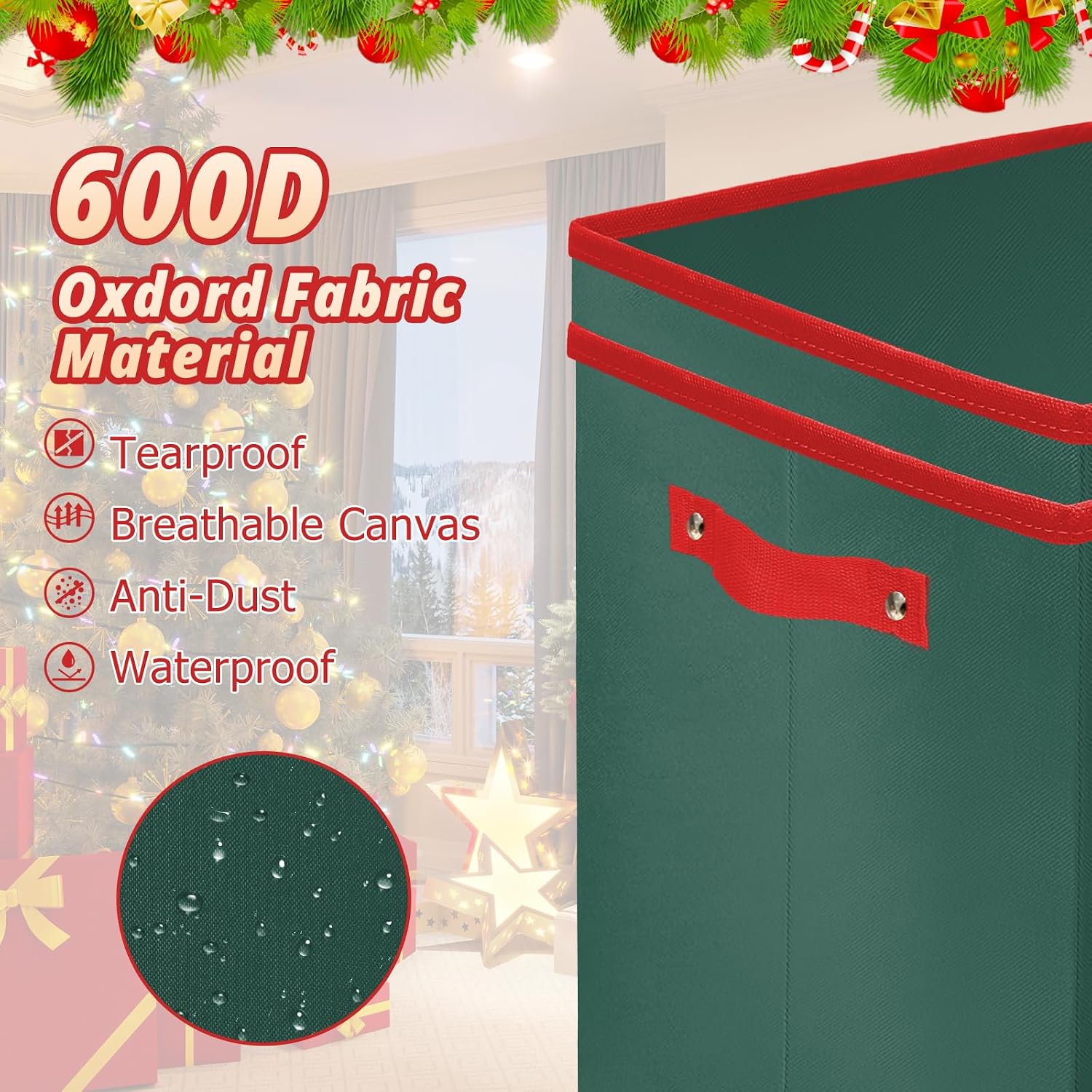 Christmas Nutcracker and Figurine Storage Box, Keeps 9 16" Tall Holiday Nutcrackers, Figurines, and More -Xmas Decor Collectible Organizer with Adjustable Dividers, 600D Oxford Fabric Tear-Proof