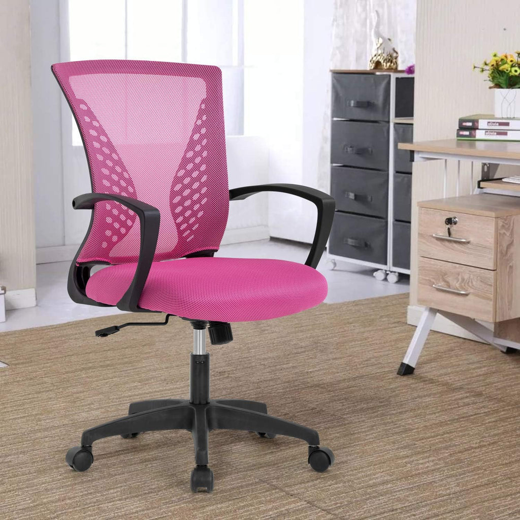 Home Office Chair Computer Ergonomic Chair Mesh Mid Back with Wheels Lumbar Support Armrest and Adjustable Executive for Men&Women