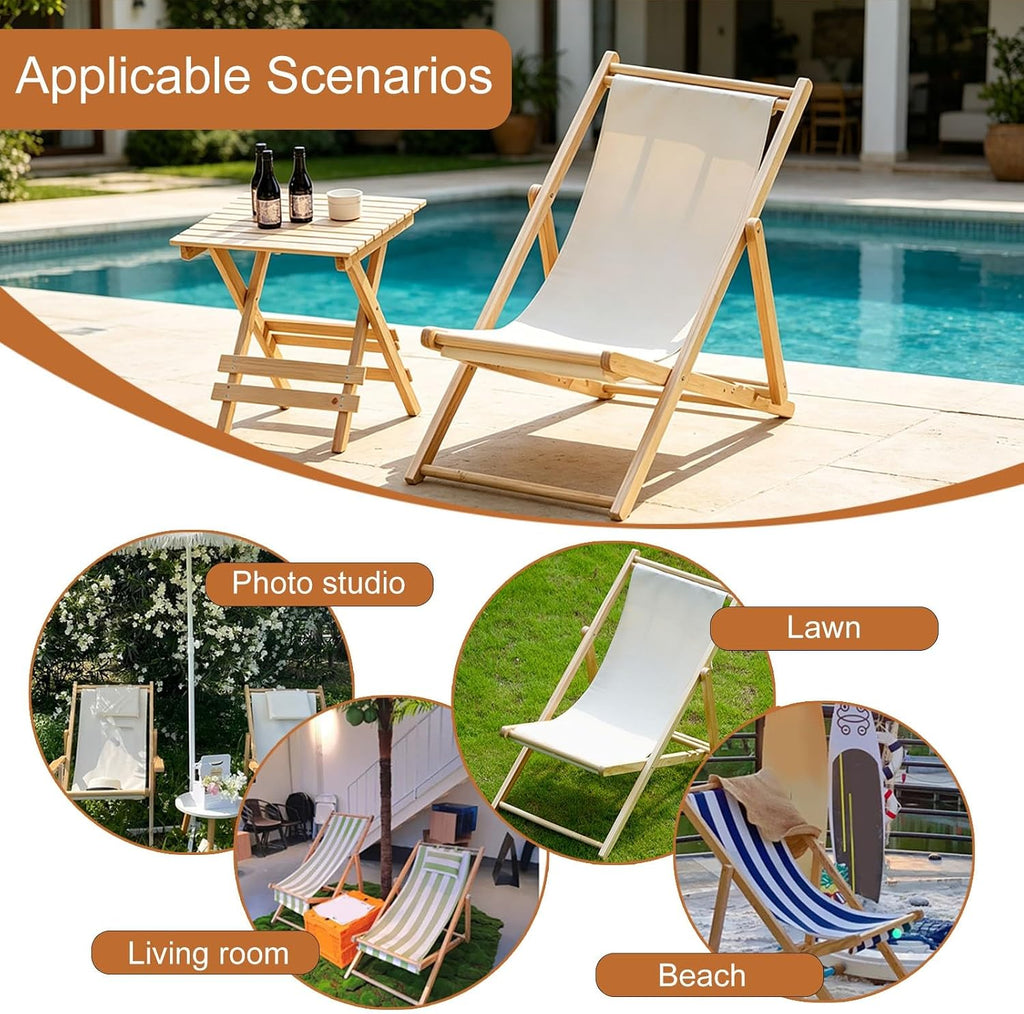 Kids Lounge Chair Outdoor, w/Removable Striped Fabric Cushions, Adjustable Reclining Design, Durable Construction, Indoor/Outdoor Pet Chaise for Backyard, Pool, Beach(Red)
