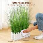 Sweetyear 12Pcs Artificial Plants Outdoor, 21" Fake Shrubs Wheat Grass, Greenery Stems Onion Grass, UV Resistant Faux Tall Grass Plants for Garden Porch Window Box Indoor Home Decor (Green)
