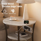 Side Table with Charging Station, End Nightstand with USB Ports and Outlet，3-Tier End Tables Living Room，for Living Room, Bedroom, Corners, and Office (Grey)