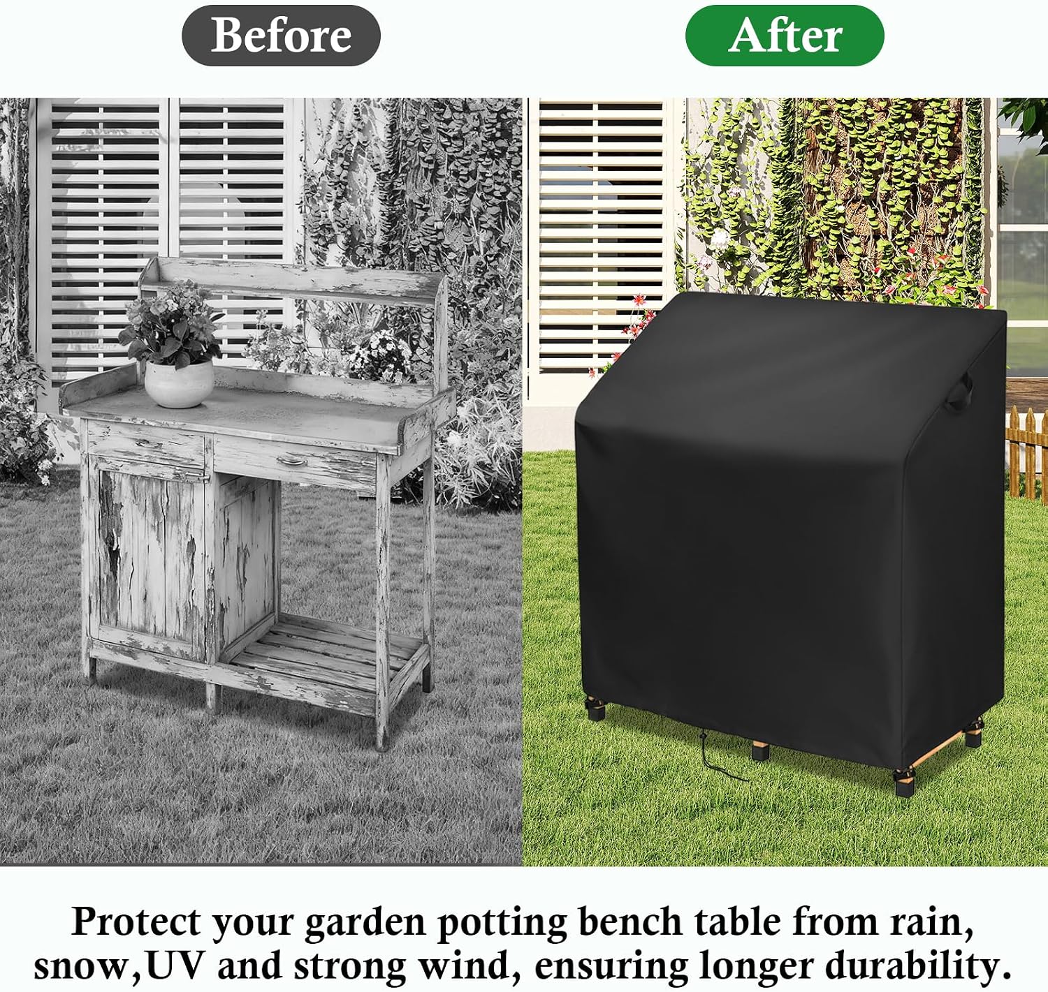 Outdoor Garden Potting Bench Table Cover, Universal Outdoor Potting Table Cover - 45 x 20 x 48 Inch