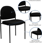 Flash Furniture Tania Comfort Black Fabric Stackable Steel Side Reception Chair