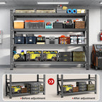 Heavy Duty Garage Shelving 70" W x 23" D x 69" H, 5000LBS Metal Shelving Unit,4-Tier Adjustable Storage Shelves, Boltless Steel Storage Rack for Garage Warehouse Basement