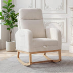 Nursery Rocking Chair, Corduroy Upholstered Rocking Chair with Adjustable Footrest, Tufted Rocker Chair with Side Pocket, Glider Rocker for Living Room, Bedroom