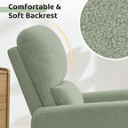 Swivel Rocker Recliner, Oversized Manual Boucle Nursery Glider Rocking Recliner Chair with Removable Cushion, Upholstered Teddy Swivel Reclining Chair for Nursery Living Room Bedroom, Green