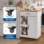 Garvee Kitchen Island with Drop Leaf, Rolling Kitchen Island on Wheels with Storage, Island Cart with 2 Open Shelves,1 Drawer for Kitchen, Dining Room