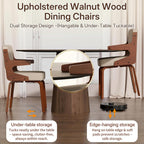 Dining Chairs Set of 6, Mid Century Modern Faux Leather Upholstered Kitchen Chair with Ergonomic Sponge Backrest, Hanging Bentwood Armrests for Kitchen Dining Room, Beige
