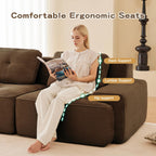 Oversized Modular Sectional Sofa, Modern V Shaped Corner Boneless Couch with Ottoman, Comfy 5 Seater Cloud Sleeper Sofa with Deep Seat, Customizable Layout Couches for Living Room, Apartment, Brown