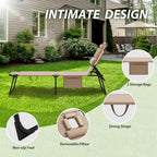 400lbs Tanning Chair with Face Hole, 5-Position Folding Chaise Lounge Chair with Side Pockets, Portable Beach Lounge Chair for Outdoor Sunbathing Patio Pool Lawn, Beige