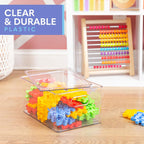 primebox Plastic Clear Stackable Storage Bins with Lids. Great for Pantry or Kitchen Organization. Fridge Organizer Containers. Cabinet, Bathroom Organizer. 6 Pack