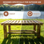35.5" Outdoor Garden Bench, Weatherproof 2-Person Backless Wooden Bench with Mortise-Tenon Structure – for Garden, Lawn, Porch, Backyard （Brown