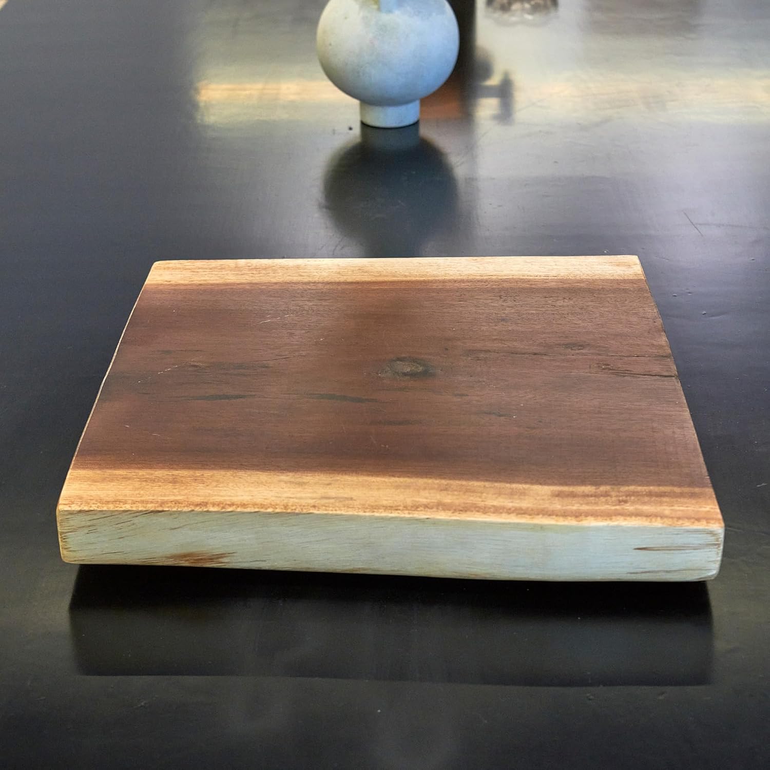 Square Teak Wood Slice Slab Side Table Top 17.7"x17.7"x1.96" Live Edge Raw Hand Crafted Root Plate Handmade Natural Wooden Board for Resin End Table Slab Untreated Wall Home Décor
