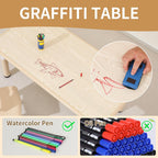 Hulaibit Kids Table and 4 Chairs Set, Height Adjustable Toddler Table and Chairs Set, Graffiti Desktop Children Activity Table for Ages 3-8, Daycare, Classroom, Home
