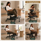 Ergonomic Cross Legged Office Chair with Foot Rest for Kneeling Seating - Crisscross Desk Chair with Wheels for ADHD to Sit Cross Legged - Multi-Position Adjustable Seat with Back Support for Women