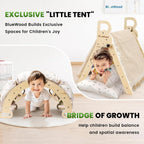 BlueWood Pikler Triangle Set Pink with Cushion and Wooden Busy Board
