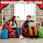Boao 30'' Large Spider Kids Bean Bag Chairs Cover (No Filling) Washable Stuffed Animal Storage Beanbag Chair for Kids Canvas Bean Bag Cover with Zipper for Boys Organizing Plush Toys Textile Sack