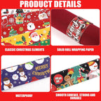 XIHIRCD 12pcs Christmas Wrapping Paper Roll Holder Clips, 8.7x1.2in Holiday Flip Wraps Clamps 12 Designs Stabilizer Slap Bands Gift Strips Flip Gadgets for Xmas Poster Wrapping Organization Storage