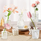 Bud Vases - in Bulk 24,Vintage Small Glass Bud Vases for Flowers, Clear Crystal Mini Glasses in Bulk, Small Flower Design for Centerpieces Wedding Decorations Home Flower Party Decor
