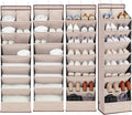 4 Pack Shoe Organizer with 6 Extra Large Pockets and 4 Large Pocket, Over the Door Sturdy Closet Storage Rack, Hanging Shoe Organizer for Shoes, Sneakers, Beige