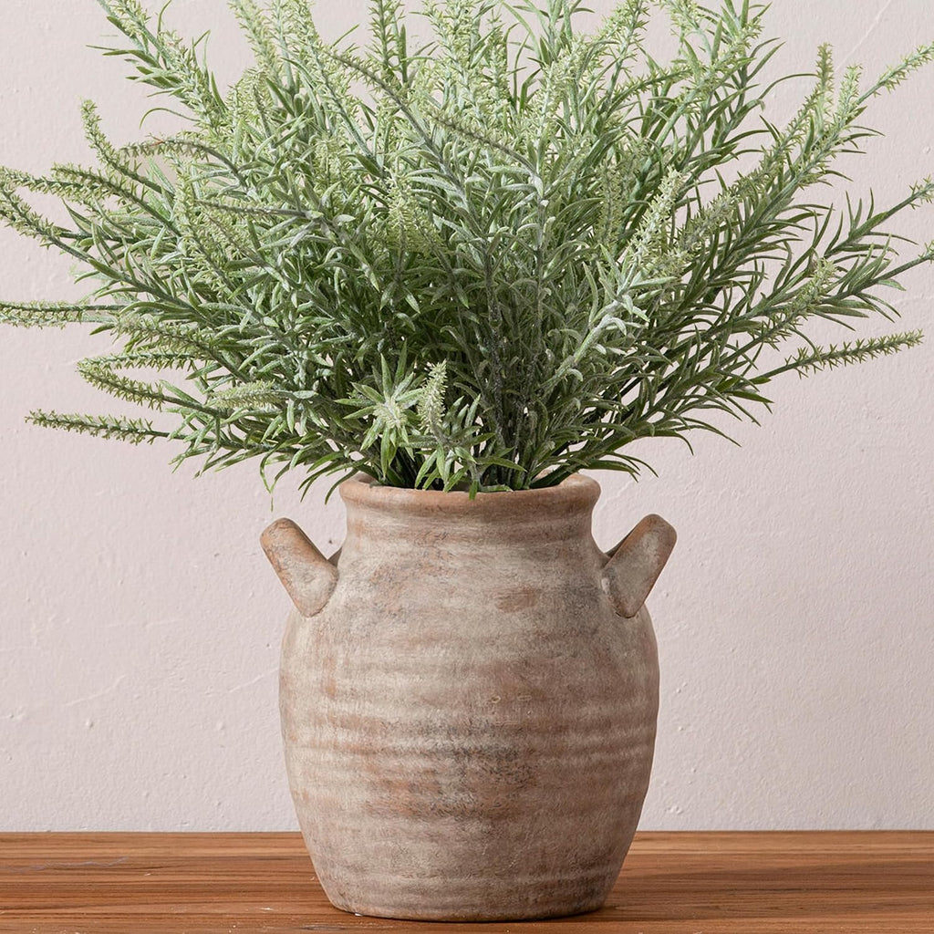 Vanselia Ceramic Flower Vase Home Decor - Farmhouse Table Vases with Handle Living Room Decoration Vintage Decorative Aesthetic for Shelf Coffee Dining Desk House Bookshelf Fireplace (7.1" Retro)