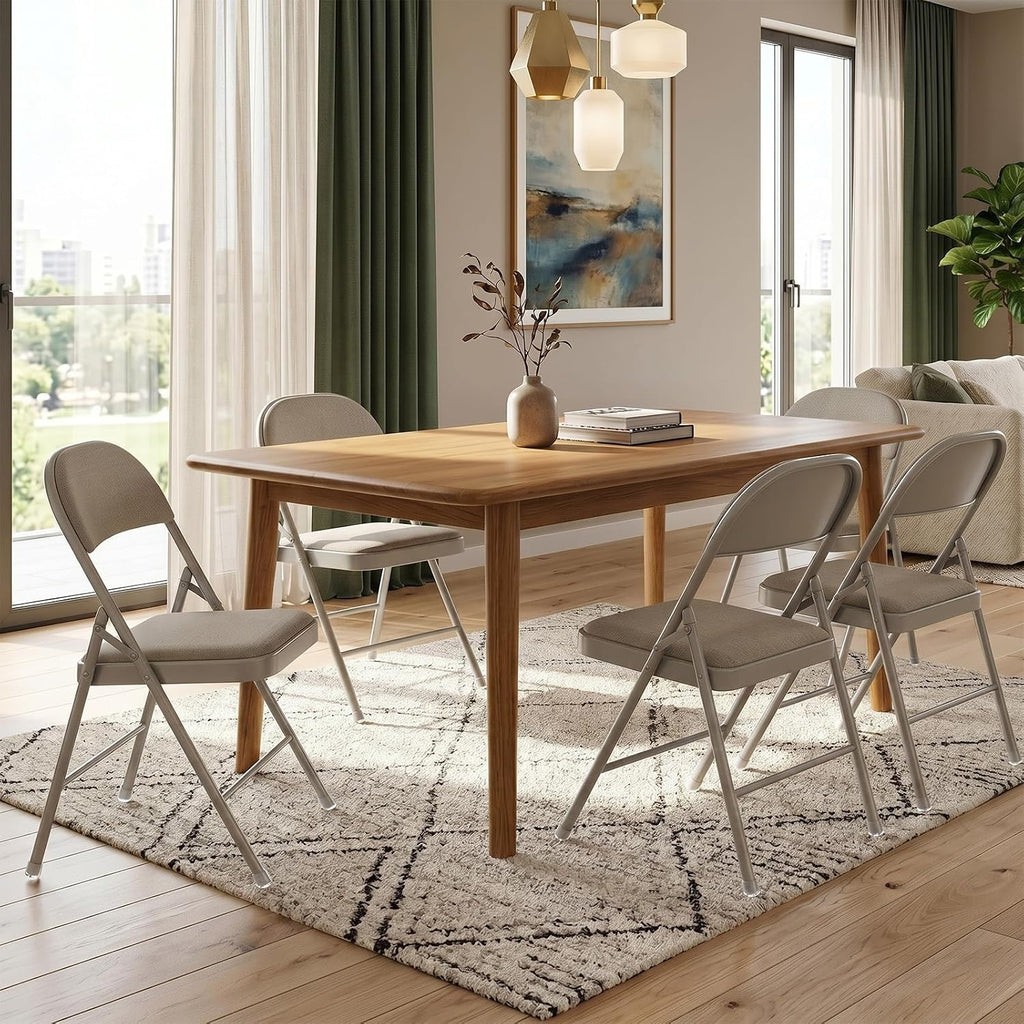30 Pack Folding Chairs, Fabric Dining Chair Set with Padded Cushion and Back, Indoor Outdoor Seat for Home Office, Parties, Events, Wedding, Extra Guest Seating, Desert Khaki