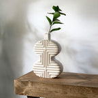 Mikasa Geometric Curve Stoneware Ceramic Vase, 7.72x2.72x10.83 Inch