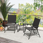 S AFSTAR Patio Chairs Set of 4, Outdoor Folding Lawn Chairs Sling Back Dining Chairs with Armrests & Breathable Seat, Metal Frame Folding Chairs for Garden, Deck, Yard & Porch