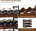 TQVAI Small Wine Racks 12 Bottle Countertop 3 Tier Wine Holder Bottle Storage Stackable Wine Racks Free Standing, Antique Brown